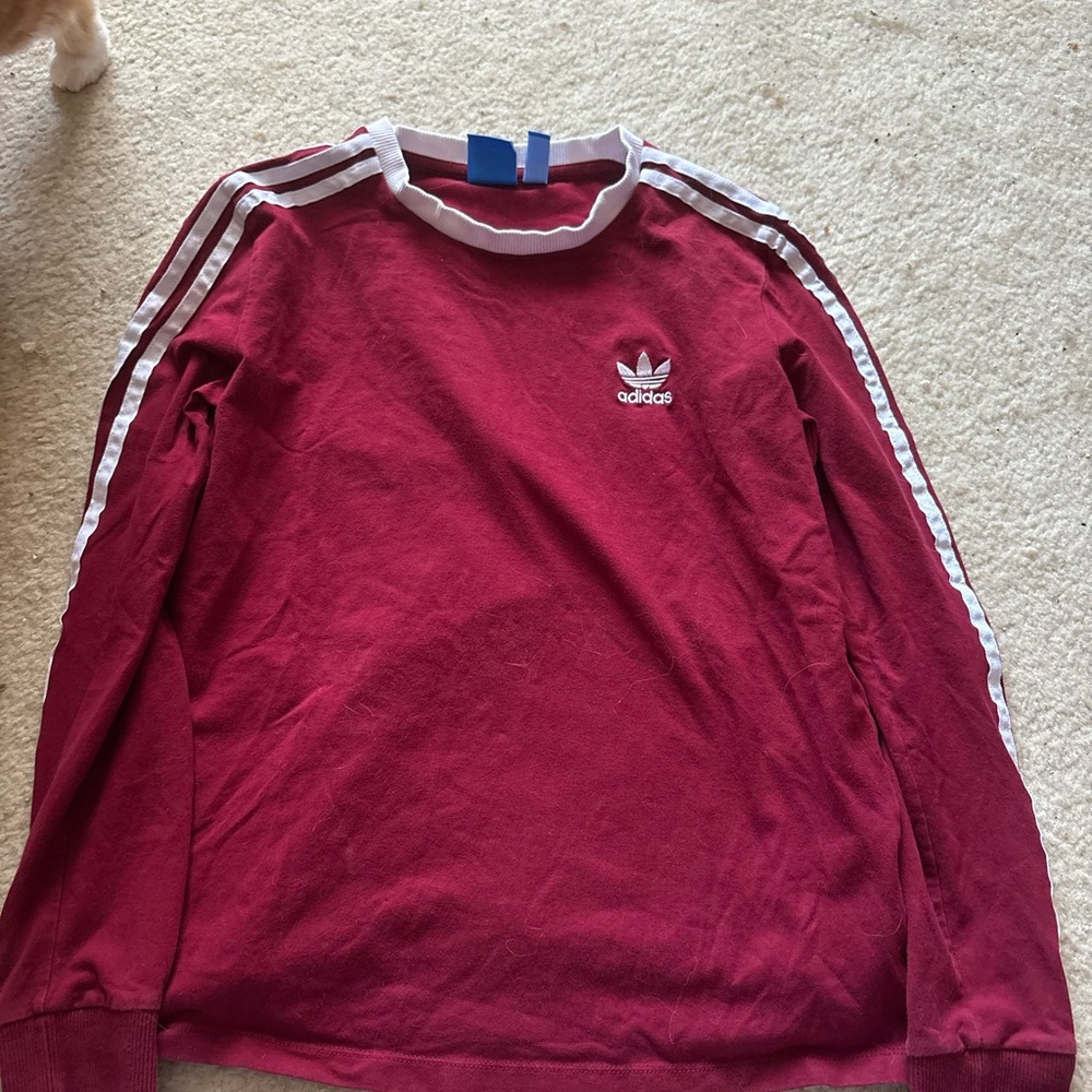 Adidas Burgundy Shirt with White Trim